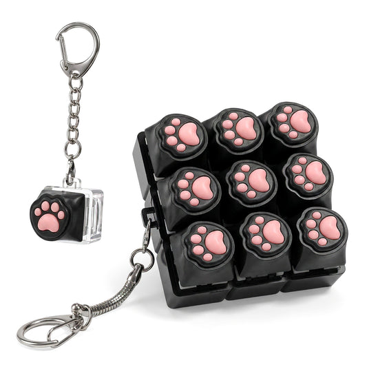 2 Pcs Keyboard Fidget Toys Cute Cat Paw Clicker Keychain Fidget Clicker Keychain Cat Paw Key Button for Adults Office Gifts Stress Relief Anxiety Management