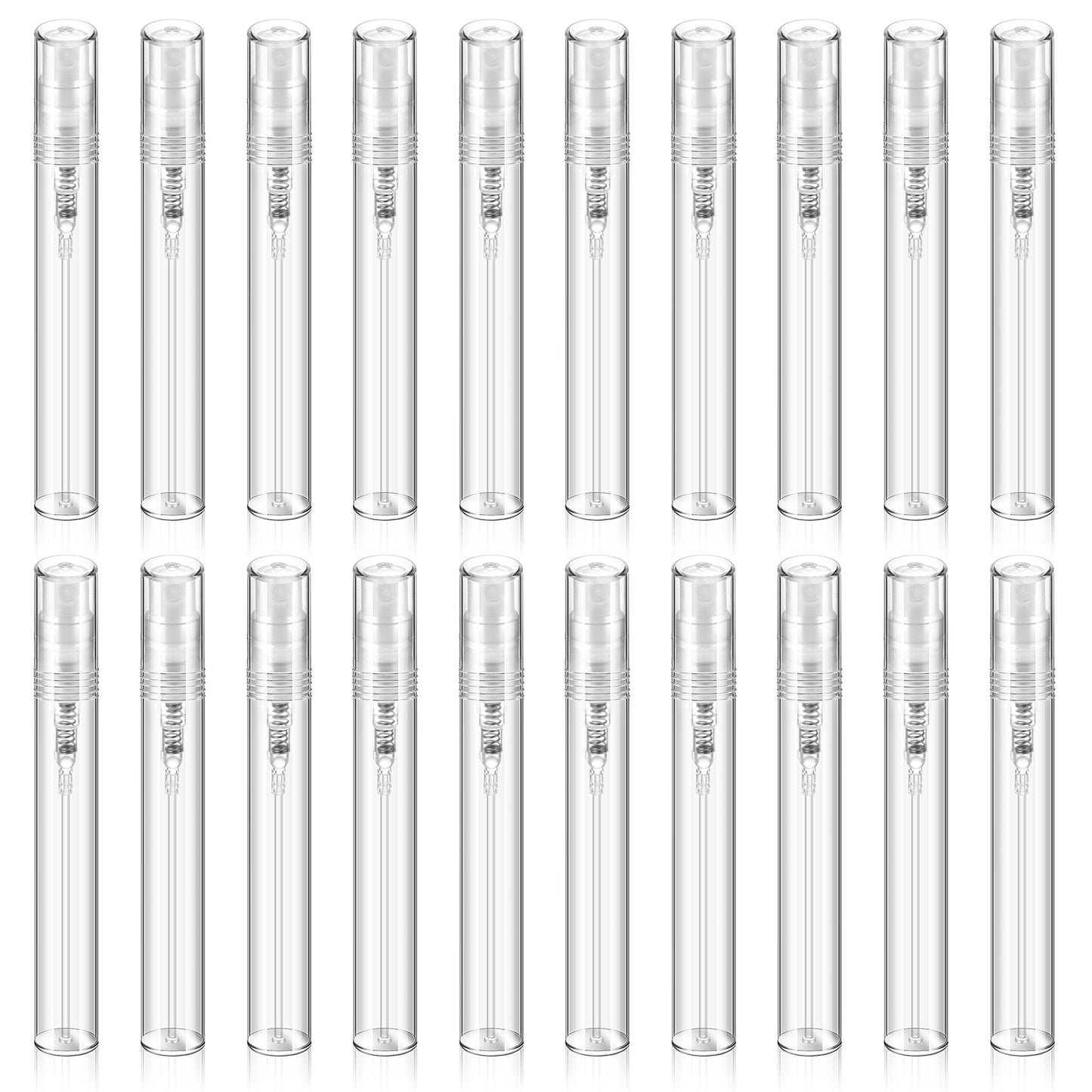 COMNICO 20pcs Mini Spray Bottle, 5ml Travel Size Small Spray Bottle Tiny Portable Refillable Empty Bottle Plastic Perfume Fine Mist Atomizer for Makeup Cosmetic Toners (Clear)