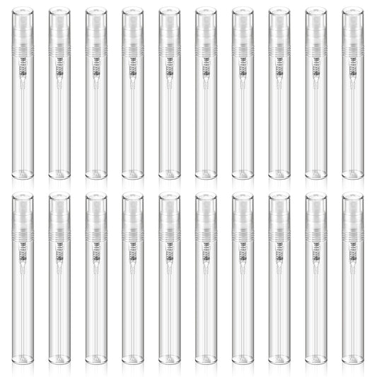 COMNICO 20pcs Mini Spray Bottle, 5ml Travel Size Small Spray Bottle Tiny Portable Refillable Empty Bottle Plastic Perfume Fine Mist Atomizer for Makeup Cosmetic Toners (Clear)