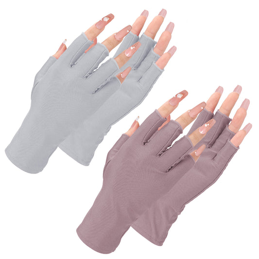 Sibba Moisturizer Gloves 2 Pairs Cotton Mitten for Dry Hands Moisturizing Sleeping Overnight Fingerless Hand Cloth Glove Thin Liners Moisture Handling Lotion Nail Manicures Art Spa Glove (Gray, Pink)