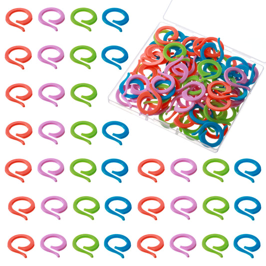 Wanmu 80Pcs Stitch Markers, Plastic Helical-Shaped Markers Ring, Multicolor Crochet Locking Markers for DIY Craft Project Knitting and Crocheting
