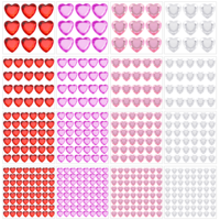 516 Pcs Heart Rhinestones Stickers Flat-Back Acrylic Gems Stickers Self Adhesive Rhinestone Jewel Stickers Heart Crystal Small Stickers for Face Eye Makeup Wedding Valentine's Day Decor DIY Craft