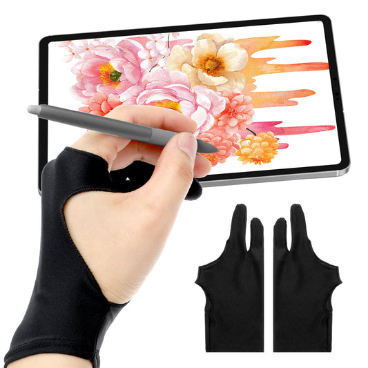 Digital Drawing Glove for Graphics Drawing Tablet, Two-Finger Artist Glove for Right Hand and Left Hand, Digital Art Glove for Drawing Tablet, Paper Sketching (2 Pack, M)