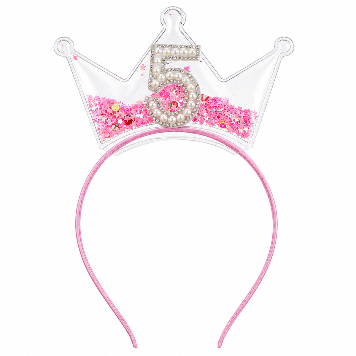 YUXIANLB 5th Birthday Crown Headband, Princess Tiara for Toddler Girls Baby