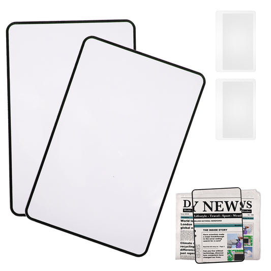 Dimeho 4 Pcs Page Magnifying Sheet 3X 5X Clear Lightweight Magnifier Flat Plastic Optical Fresnel Lens Handy Card Size Magnifier Bookmark for Seniors Reading Small Prints People with Low Vision