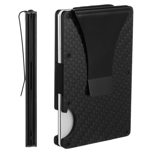 Wanmu Clip Wallet for Men, Carbon Fiber Groove Life Wallet, Minimalist Credit Card Holder