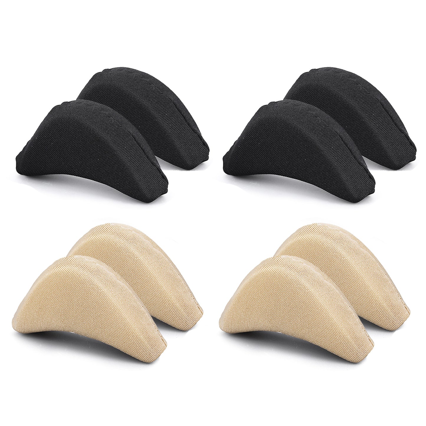 8Pcs Shoe Filler for Too Big Shoes Women, Soft Sponge Adjustable Shoe Filler, Big Toe Shoe Fitters Unisex Forefoot Foot Cushion for High Heel Pumps Flats Sneakers, Make Big Shoes Fit(Black,Skin color)