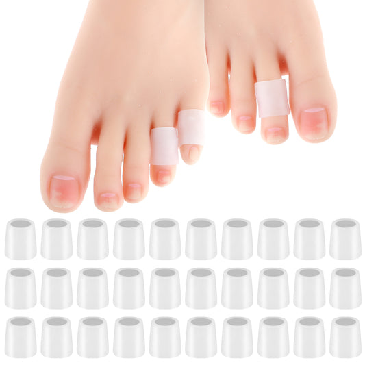 Sibba Silicone Toe Sleeves 30Pcs Pinky Toe Protector Gel Toe Tubes Corn Pads Reusable Sleeves Caps Cushion Soft Calluses Protectors Remover Finger Covers for Corns Hammer Friction