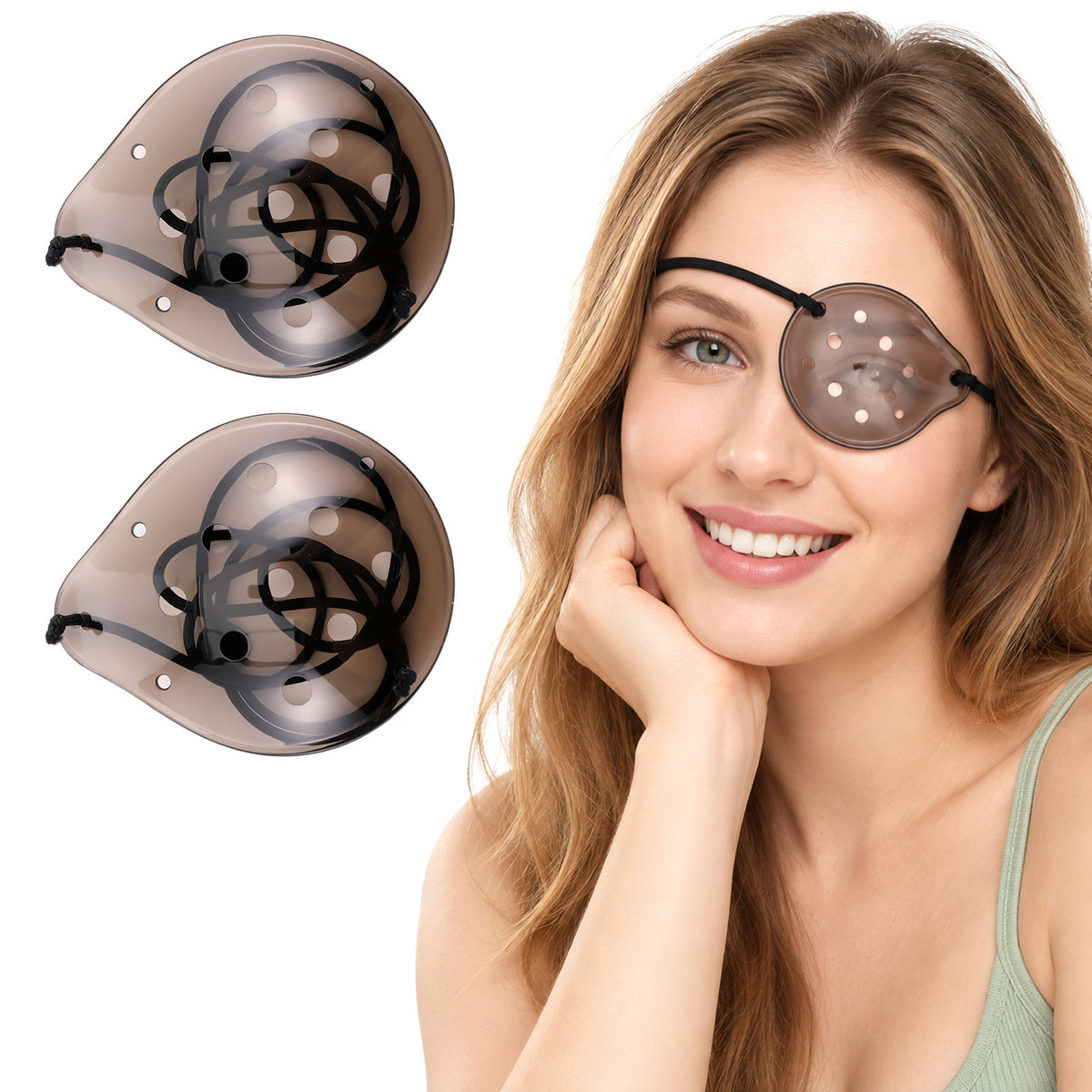 QFGasre Eye Shield After Cataract Surgery, 2 Pcs 9-Hole Plastic Eye Patches