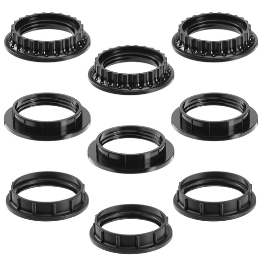 9 Pack Lamp Shade Rings 3 Styles 2 Sizes (Outer Diameter 34mm 39mm 50mm) Black E26/E27 Socket Rings for Lamps, Threaded Reducers for Hanging Light Socket Shade Ring 1-3/8" 1-1/2" Inner Diameter