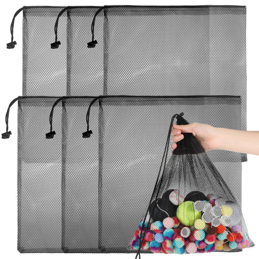 6pcs Colorful Mesh Bag Mesh Bag Drawstring for Beach Toy Ball Camping Clothing Mesh bags for storage Mesh Sports Equipment Bag Multipurpose Drawstring Storage Bag with Lock for Beach Laundry Sports