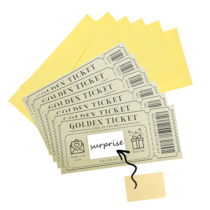Wanmu 6 Sets Gold Ticket Scratch Off Cards with Envelope and Stickers, Golden Custom Scratch Reveal Card, Blank DIY Birthday Ideas Gift Certificates for Women, Men, Kids, Wedding, Concert, Business