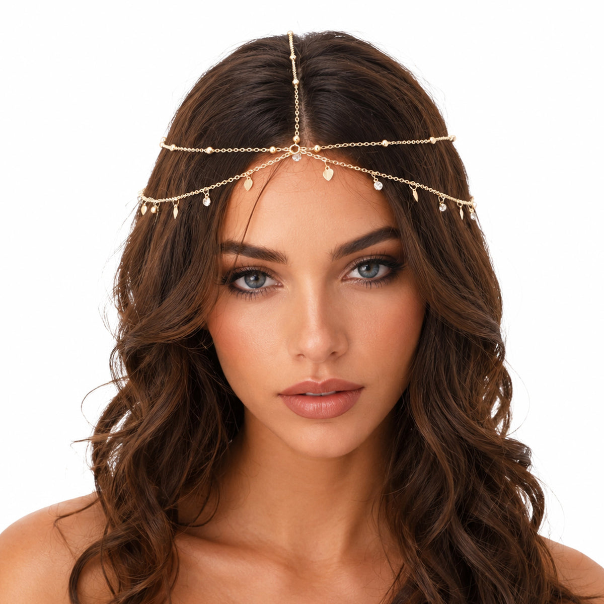 Heclia Boho Head Chain Gold Jewelry Headpiece for Women