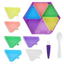 COMNICO Diamond Art Painting Trays Sorter, 9Pcs Diamond Art Painting Tools and Accessories Kits Divided Colorful Trays with Brush and Spoon Bead Sorting Trays Organizer for DIY Art Craft