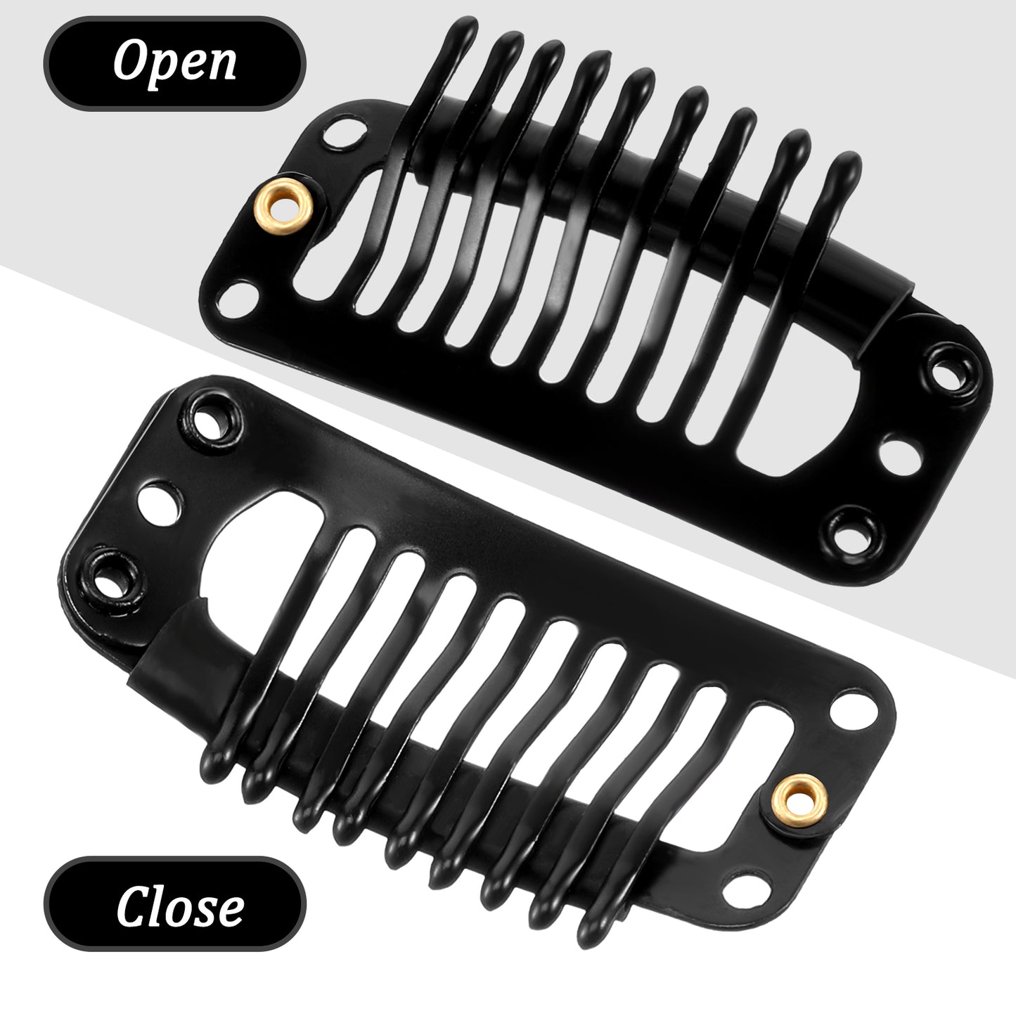 COMNICO 30Pcs Wig Clips, 32mm 9-Teeth Hairpieces Snap Clips Hair Extension Clips I-Shape Wig Clips 3 Color Small Wig Comb Accessories for Hair Extensions Making Wig Accessories Set Tools