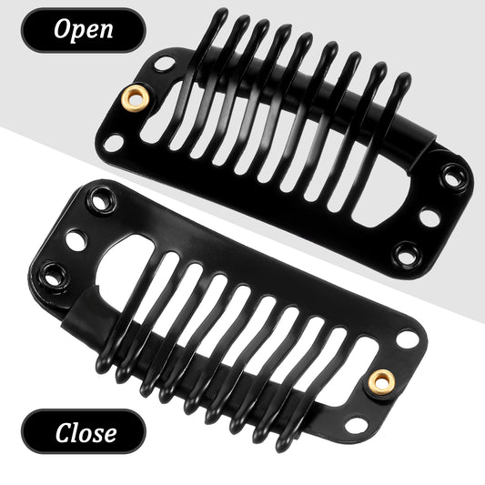 COMNICO 30Pcs Wig Clips, 32mm 9-Teeth Hairpieces Snap Clips Hair Extension Clips I-Shape Wig Clips 3 Color Small Wig Comb Accessories for Hair Extensions Making Wig Accessories Set Tools