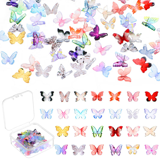 Wanmu 60Pcs Micro Resin Butterflies, Mini Resin Butterflies Miniature Dollhouse Accessories Tiny Butterflies for Crafts, Small Animals Figurines for Fairy Garden Dollhouse Micro Landscape Decoration