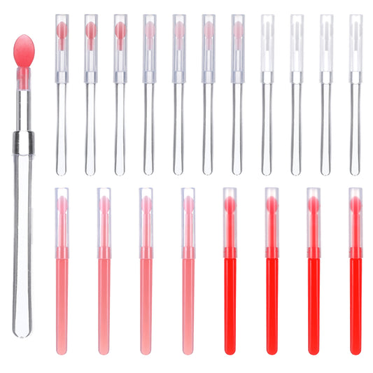 Wanmu 20 Pcs Lip Brush, Silicone Lip Brush Mask Applicator Balm Spatula, Reusable Eyeshadow Applicators Brushes Makeup Beauty Tool with Caps for Applying Lipstick Gloss Oil