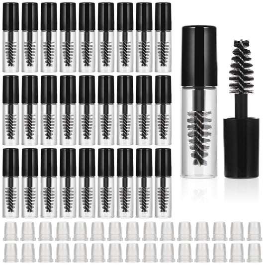 30Pcs Empty Mascara Tube with Eyelash Wand 2ml Mascara Bottles with Brush Rubber Inserts Mini Eyelashes Cream Container Bottle for Travel Small Sample Size Eyelash Growth packing