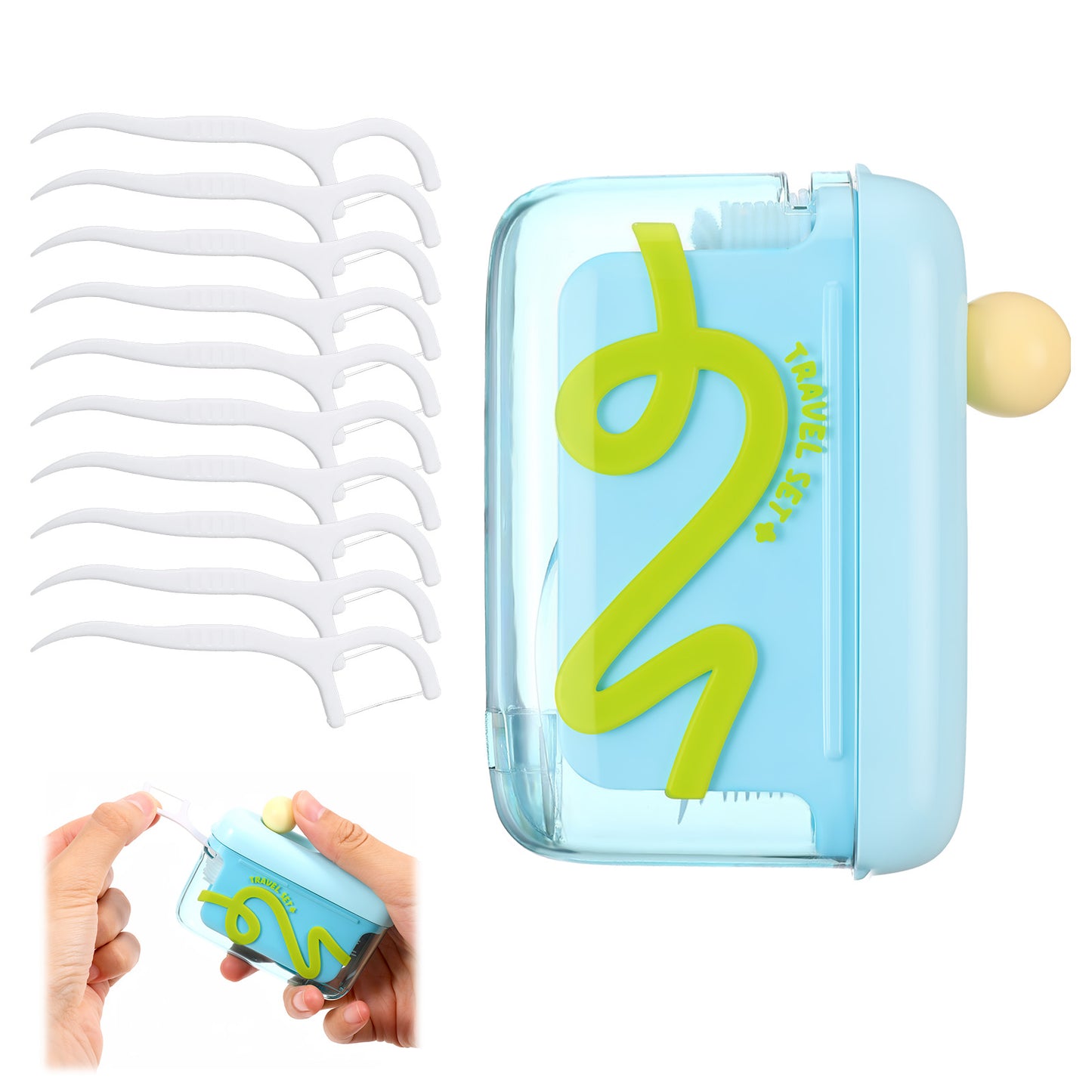 WLLHYF Automatic Pop-up Portable Floss Dispenser with 10 Pcs Dental Floss