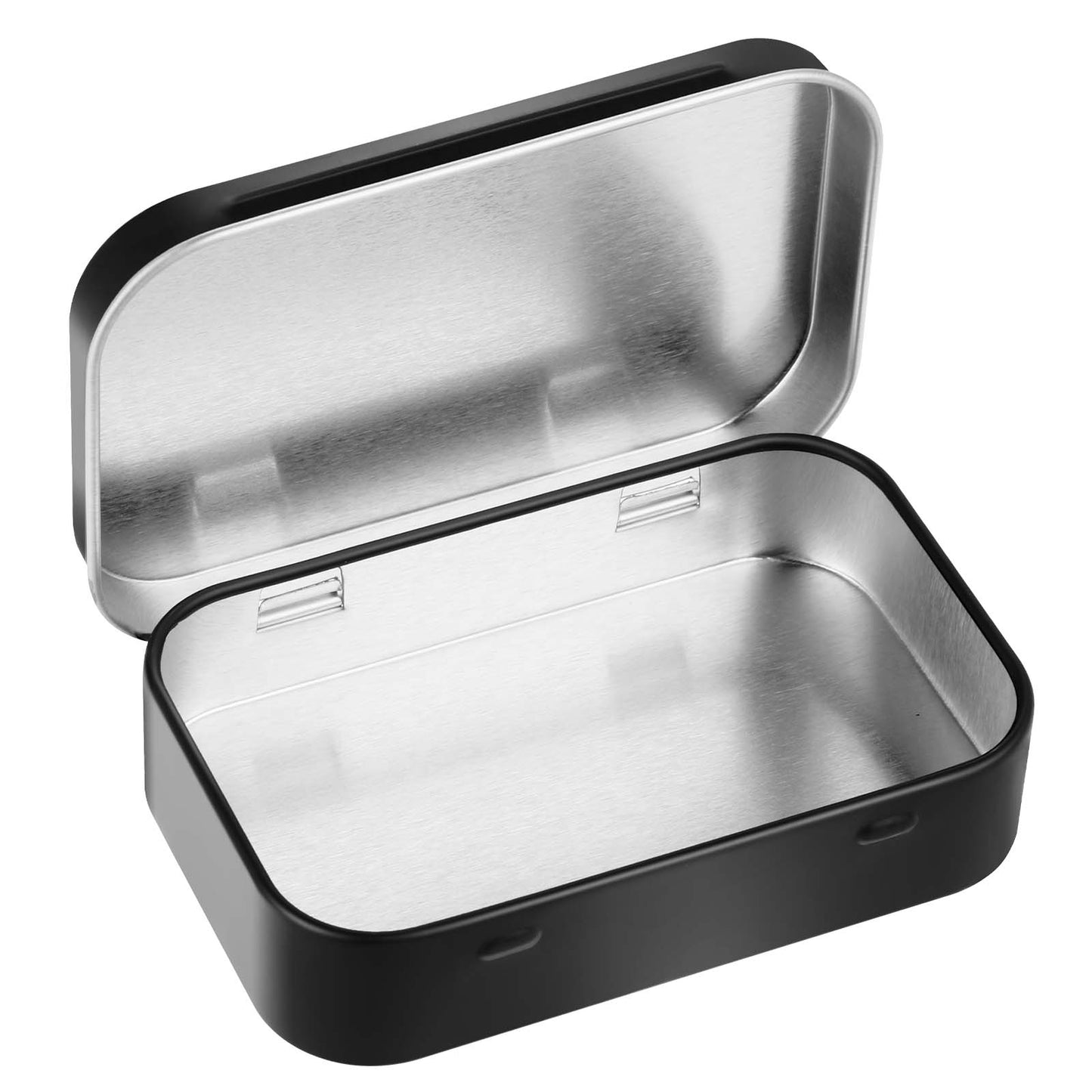 Sibba Rectangular Tin Box Metal Empty Hinged Tins Container Silver Storage Tin Box Portable Holder Box Medicine Pill Case Small Empty Tins with Lids for Candies Jewelry Crafts