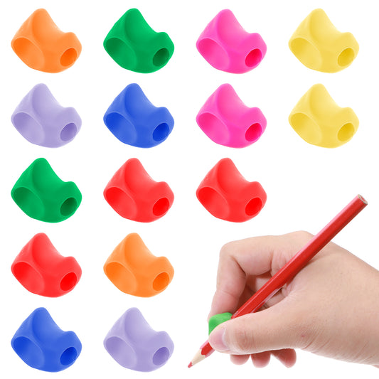 Sibba Pencil Holder Grips Finger Correction Posture Pen Holder Gripper Rubber Reusable Handwrting Supplies Special Learning Training Kit for Writing Beginner (Mulitcolor) (15pcs Multicolor)