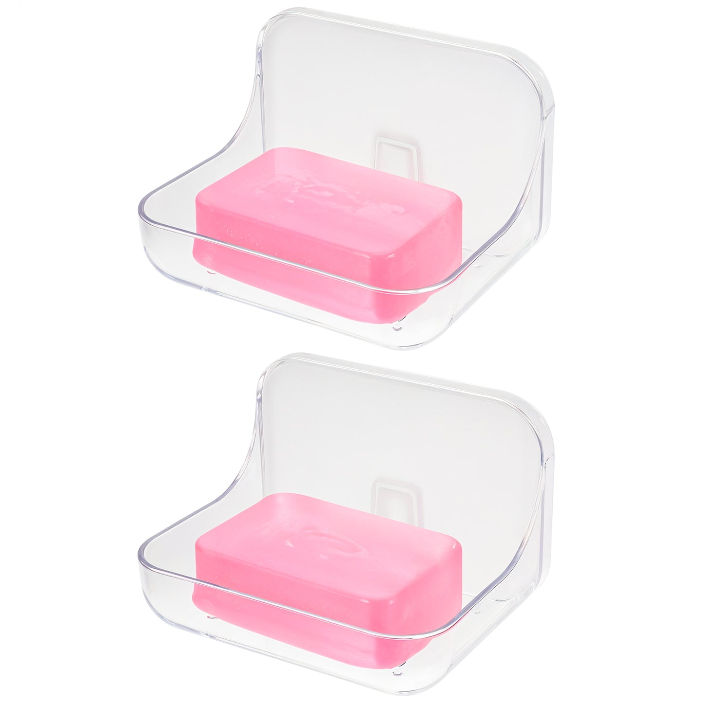 2 Pcs Soap Dish Plastic Adhesive Soap Holder Wall Mounted Soap Holder Self-Draining Sponge Holder Clear Bar Rack Soap Holder No Drilling Bathroom Accessories for Shower Kitchen Sink Tub