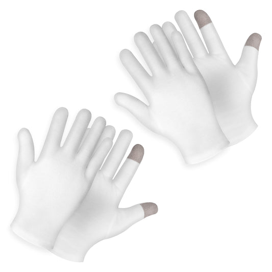 Wanmu 4 Pairs Moisturizing Gloves Overnight, Touch Screen Cotton Gloves for Dry Hands, Spa Treatment Glove for Eczema, Repair Rough Cracked Dry Chapped Hands Skin (White)