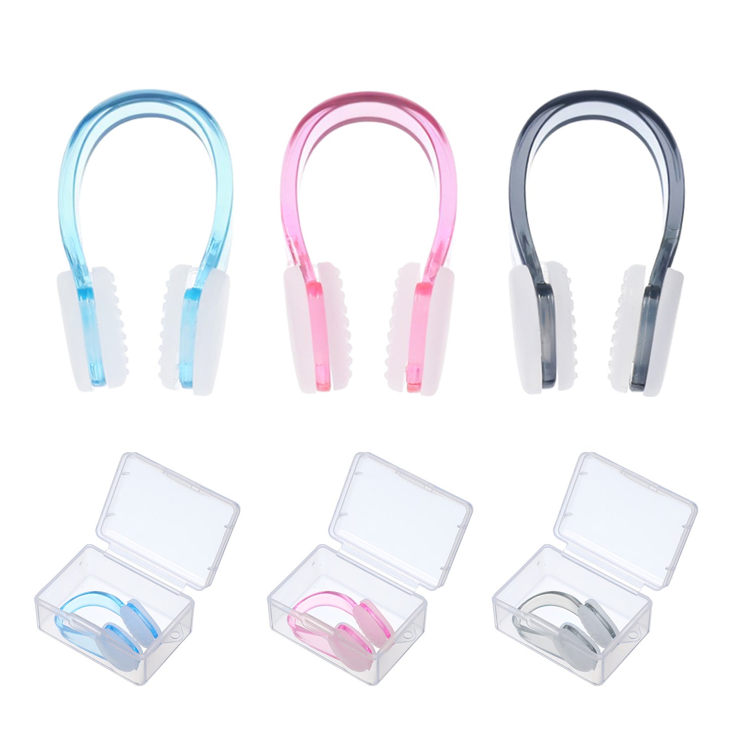 3 Pack Swimming Nose Clips Silicone Waterproof Nose Plugs with Storage Cases Unisex Swim Noseclip Non-Slip Comfortable Soft Gel Noses Plugs Protector for Kids and Adults Supplies