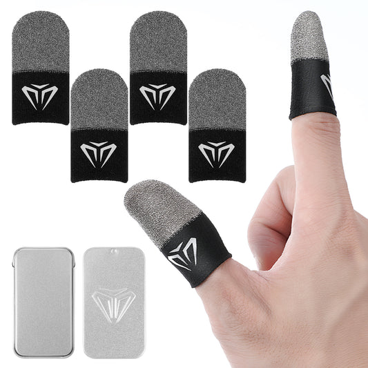 Sibba 4pcs Finger Sleeves Mobile Gaming Gloves, Silver Fiber Game Controller Thumb Sleeve, Ultra Thin Seamless Touchscreen Thumb Sleeves Anti Sweat Finger Cover Breathable Sensitive fit Tablet Devices