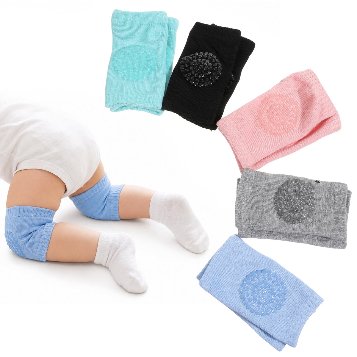 ElevateTech Baby Knee Pads for Crawling, 5Pairs Anti-Slip Toddler Knee Pads