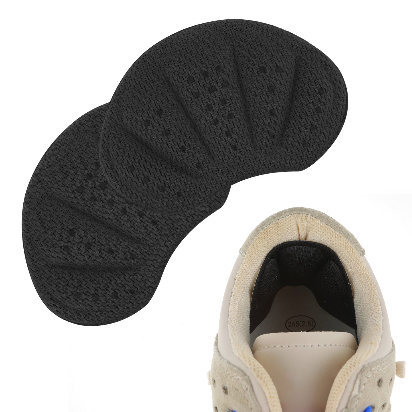 Shoe Heel Cushion Pads Inserts, Black Self-Adhesive Shoe Inserts, Shoe Liners Heel Grips Inserts for Women Men to Loose Shoes Too Big, Anti-Slip Heel Guards Improve Shoe Fit