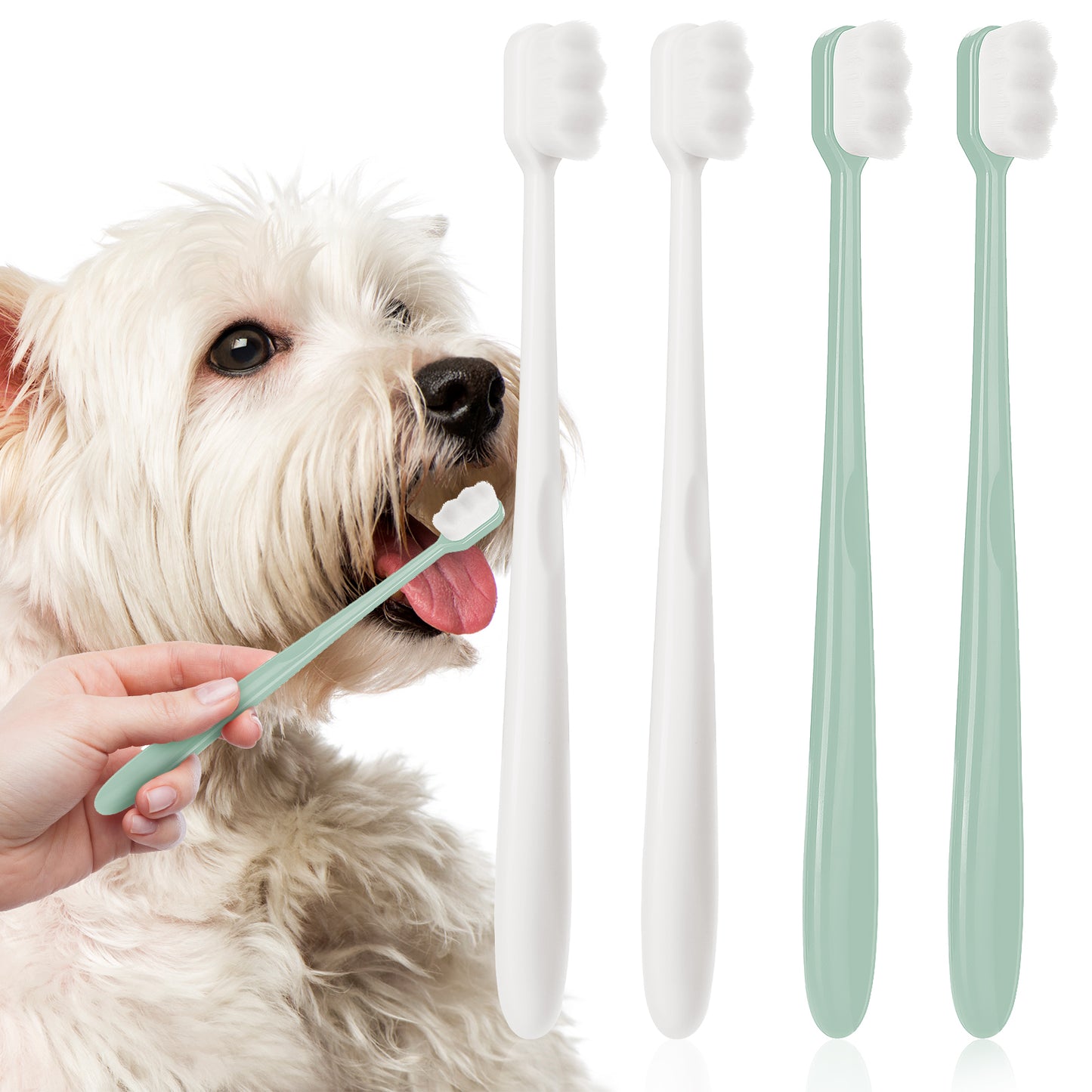 4pcs Dog Toothbrush Cat Tooth Brush Pet Toothbrush Puppy Toothbrush Mini Head Soft Dog Toothbrush Deep Clean Kit for Puppy Kitten Small Dog & Cat Portable Travel Friendly & Easy to Use