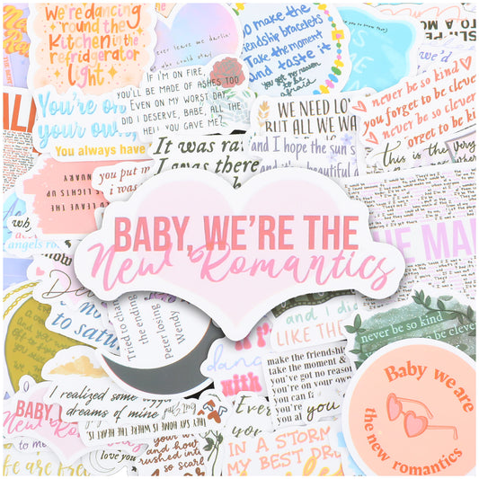 50pcs Singer Song Lyrics Stickers Pack Music Album Stickers for Fans Concert Popular Music Waterproof Vinyl Decal Gift & Party Favor Sticker for Water Bottle Laptop Guitar Car Luggage Skateboard Manga