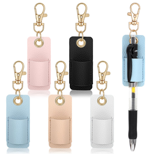 Sibba Portable Anti-Lost Pen Holder for Lanyard Anti-Lost Neck Lanyards Pen Holder 5PCS Single Pens Lanyard for Badge Keychain PU Leather Portable Pencils Clip Office Supplies for Badge Reels Nurses
