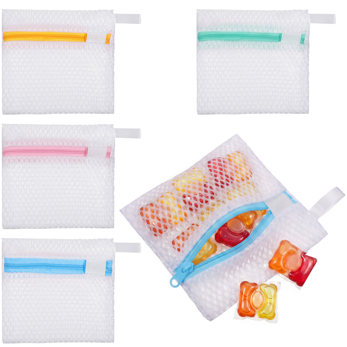 WLLHYF 4 PCS Laundry Pod Bags with Zipper Laundry Pod Anti-Sticking Bag