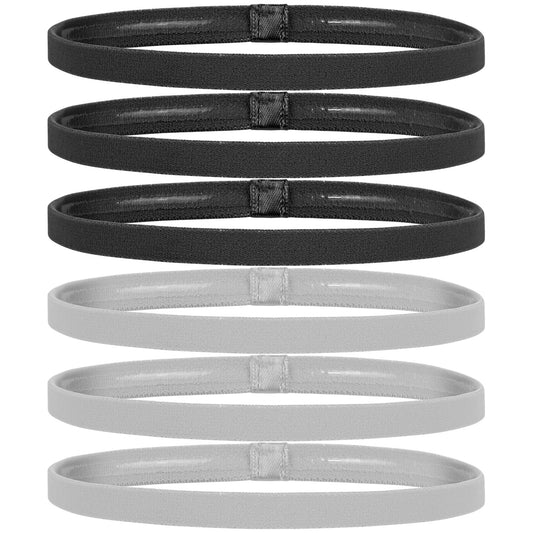 6pcs Thin Sports Elastic Headbands Black Skinny Athletic Exercise Hair Bands No Crease Soft Hair Bands Headbands Yoga Sweatband for Men Women Workout Running Football Basketball Soccer Tennis Sports