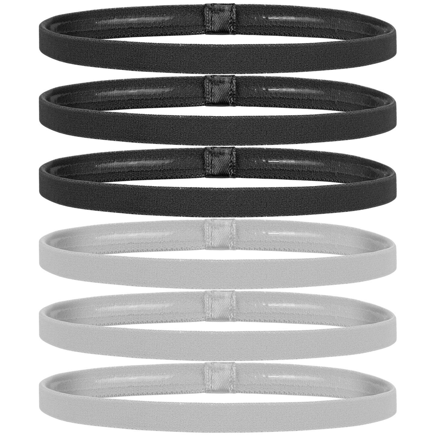 6pcs Thin Sports Elastic Headbands Black Skinny Athletic Exercise Hair Bands No Crease Soft Hair Bands Headbands Yoga Sweatband for Men Women Workout Running Football Basketball Soccer Tennis Sports