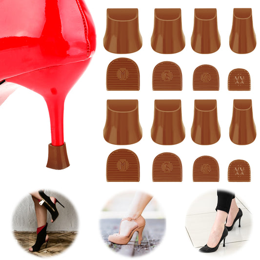 COMNICO High Heel Protectors Heel Caps Shoes Replacement Non-Slip Anti-Noise Stiletto Heel Stoppers Covers Silent for Repairing Shoes Grass Gravel Wetlands Outdoor Events (Apricot, One Size)