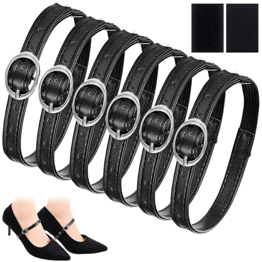 Wanmu 3 Pairs High Heels Shoe Straps Detachable Elastic Ankle Straps for Loose Shoes & Heels Adjustable PU Shoe Belt Band for Women Girls