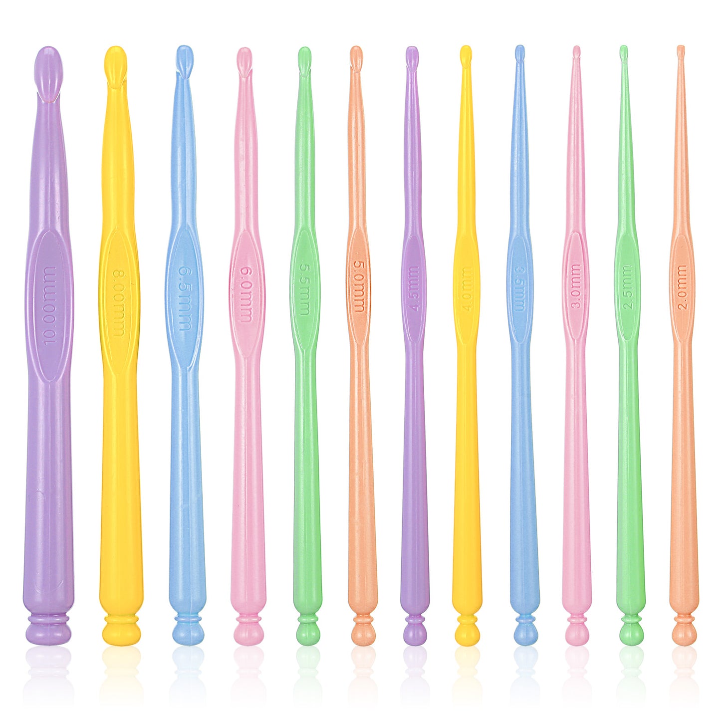 24pcs Plastic Crochet Hooks Set 2.0mm - 10.0mm Ergonomic Crochet Hooks for Arthritic Hands Extra Long Colorful Yarn Crochet Needle DIY Yarn Weaving Tool for Beginner Crocheter Scarf Hat Glove Knitting