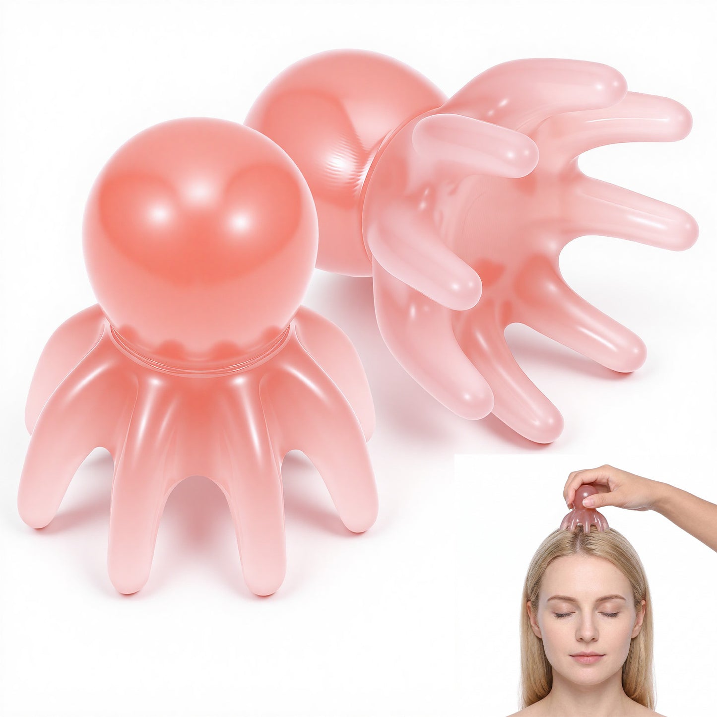ElevateTech Head Massager Comb, 2 Pcs Scalp Massager Tool Point Massage Comb Head Massage Tools for Headaches Portable Pink Manual Gua Sha Acupressure Tool for Hair Body Relaxation