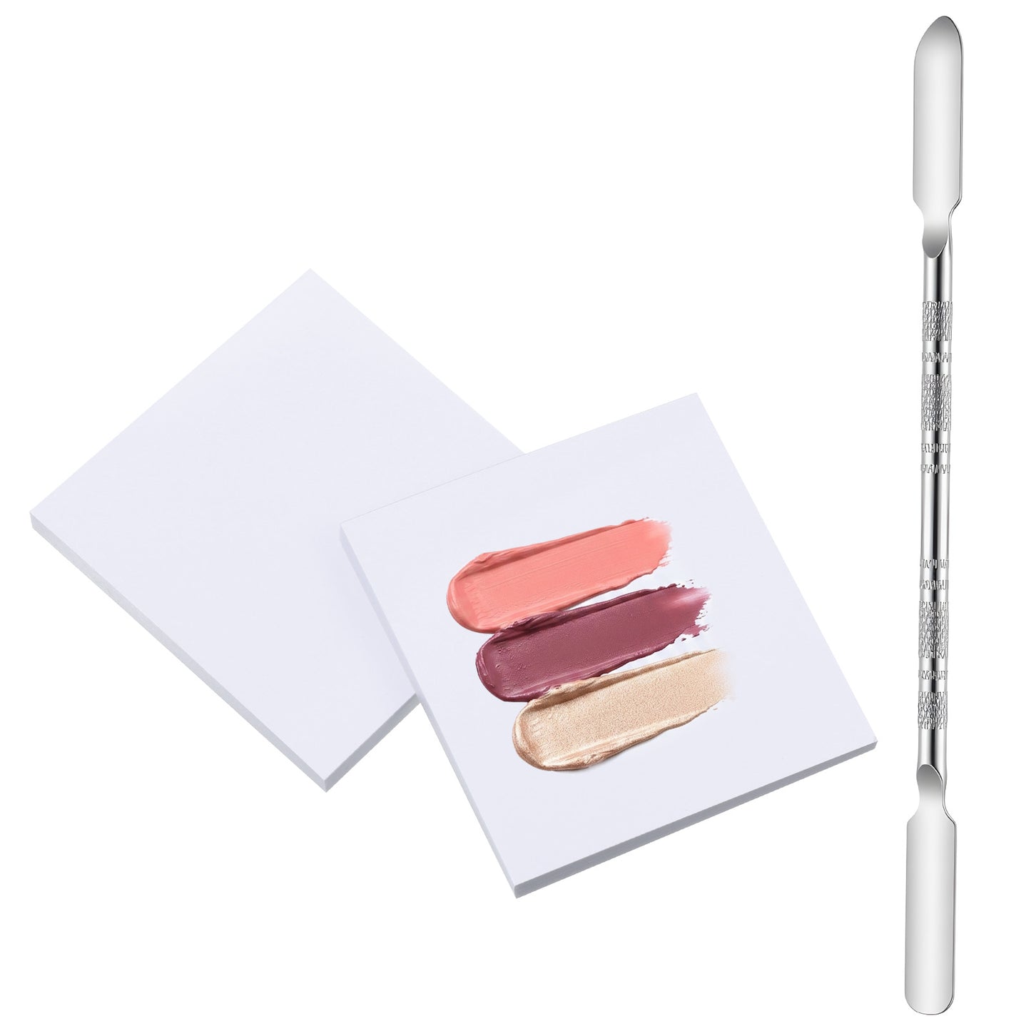 Gjinxi 150 Sheets Disposable Nail Polish Palette Paper Portable Waterproof Art Mixing Tool Supplies Double Side Nail Pallet Mats Accessories With Stainless Stirring Rod for Gel Makeup Color Home Salon