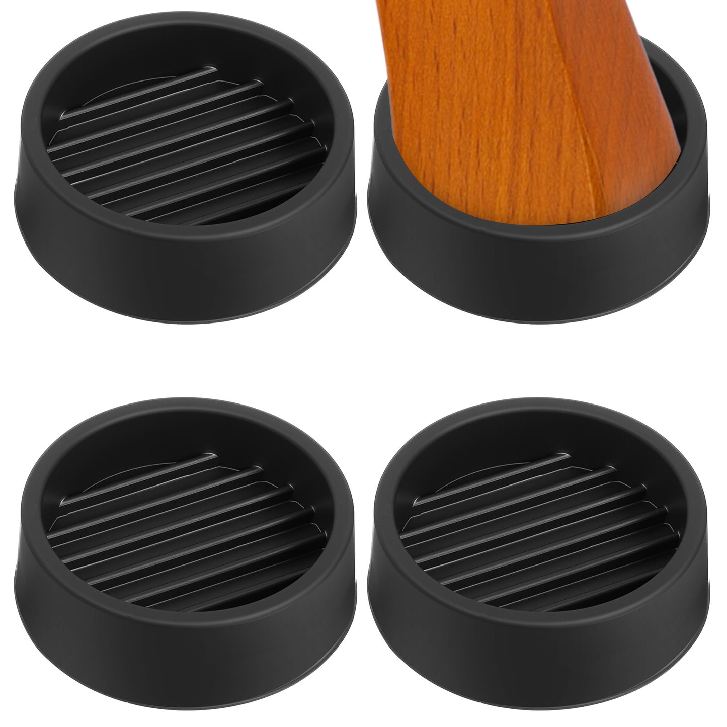 4 Pcs Rubber Castor Cups Furniture Feet Protector Pads Anti Slip Furniture Coasters Carpet Protector Gripper Furnitures Cups for Sofa Feet Wooden Floors Protect Chair Table Legs Home 1.5 x 1.5"