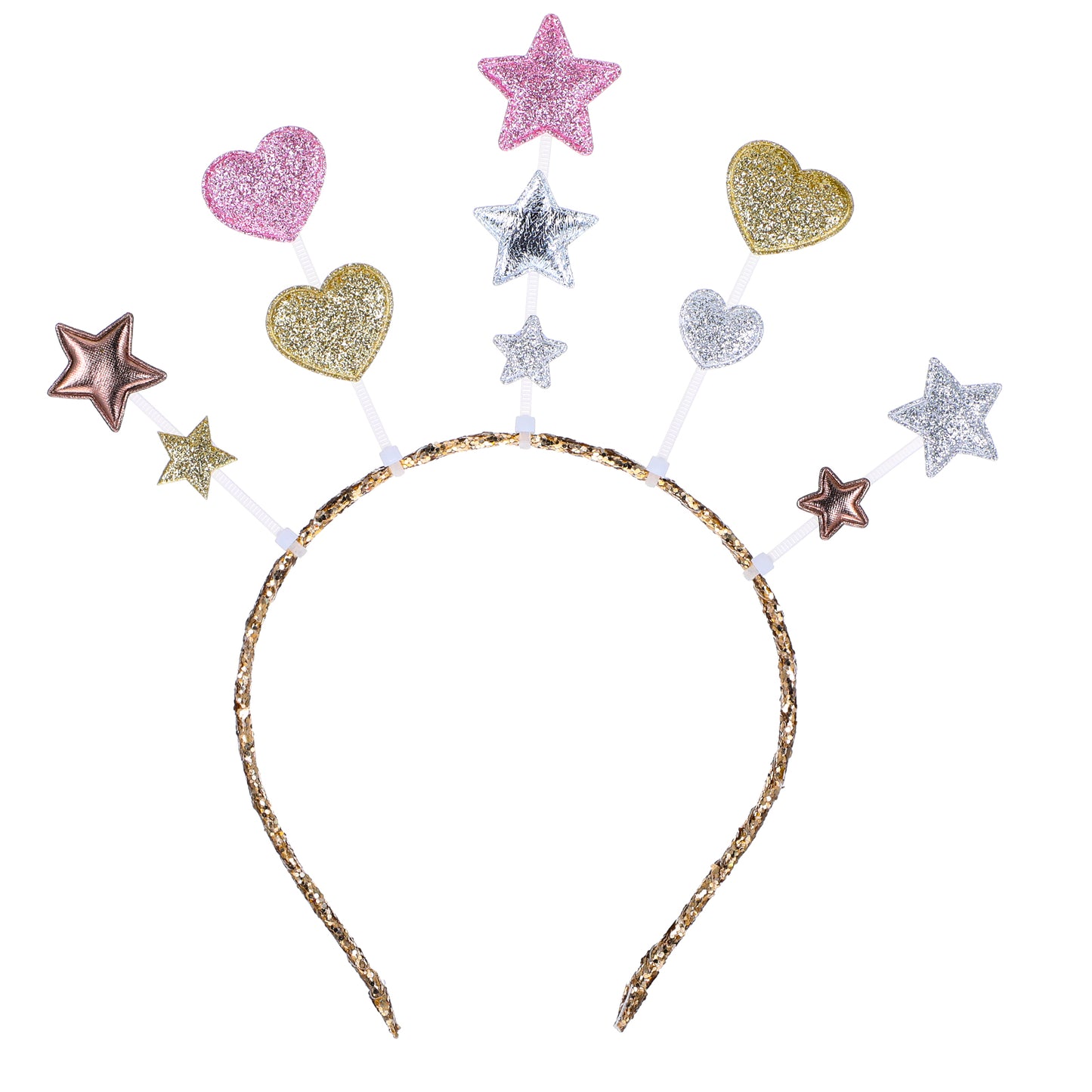 COMNICO Glitter Star Headband, Love Star Headpiece Five-pointed Star Hair Band Funny Headwear Bridal Hair Hoop Hair Accessories for Princess Christmas Holiday Festival Birthday Party(Pink)