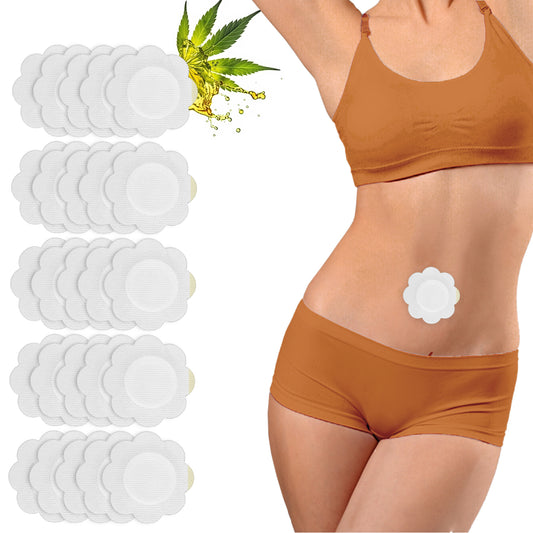 COMNICO 20PCS Castor Oil Pack Wrap, Flowers Self-Adhesive Cotton Belly Button Castor Oil Wrap 2.75"x2.75" Disposable Highly Absorbent Anti Oil Leak Castor Oil Patches for Women Men (Oil Not Included)