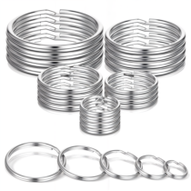 80 Pcs Split Key Ring Assorted Metal O Rings Round Small Key Chain Multi Size Dog Tag Ring Heavy Duty Macrame O-Ring Silver Open Jump Rings for Keychains Crafts Car Keys Pet Collars DIY Projects