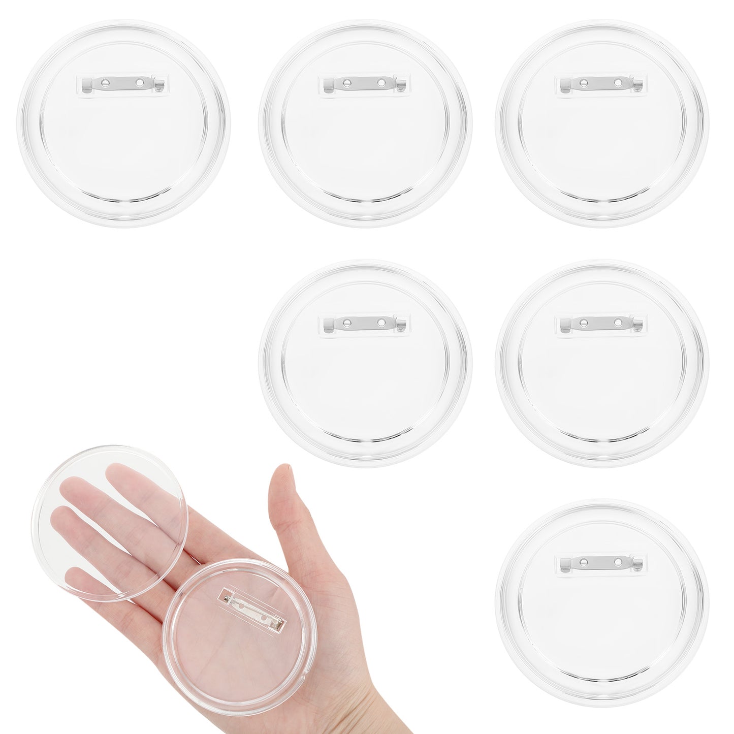 ElevateTech Clear Button Pins Acrylic Button Pins Badge 3 Inches Blank Buttons Pin for Crafts DIY Photo Acrylic Blank Pin Bulk for Picture Make Your Own Buttons Badge Maker DIY Crafts Supplies 6Pcs