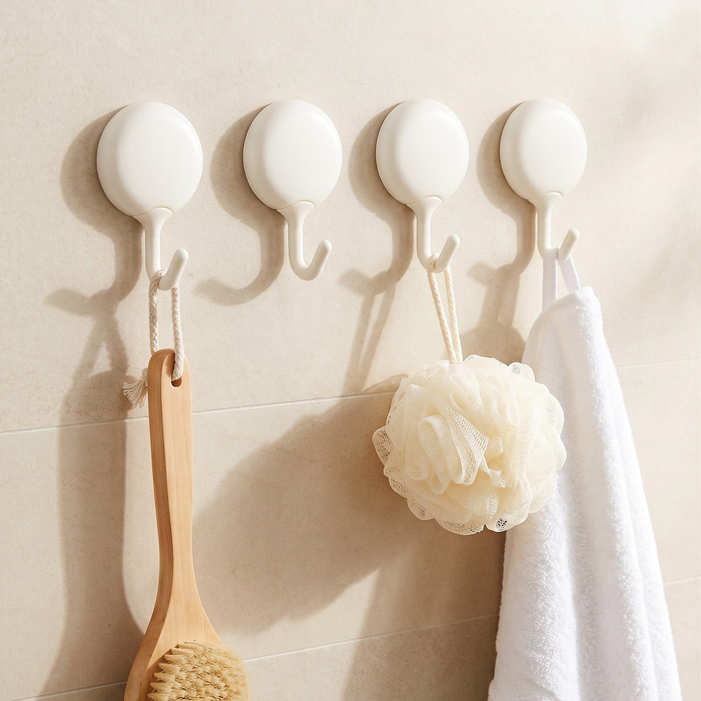 YUXIANLB 4pcs White Self Adhesive Hook, No Drill Wall Damage Free Removable