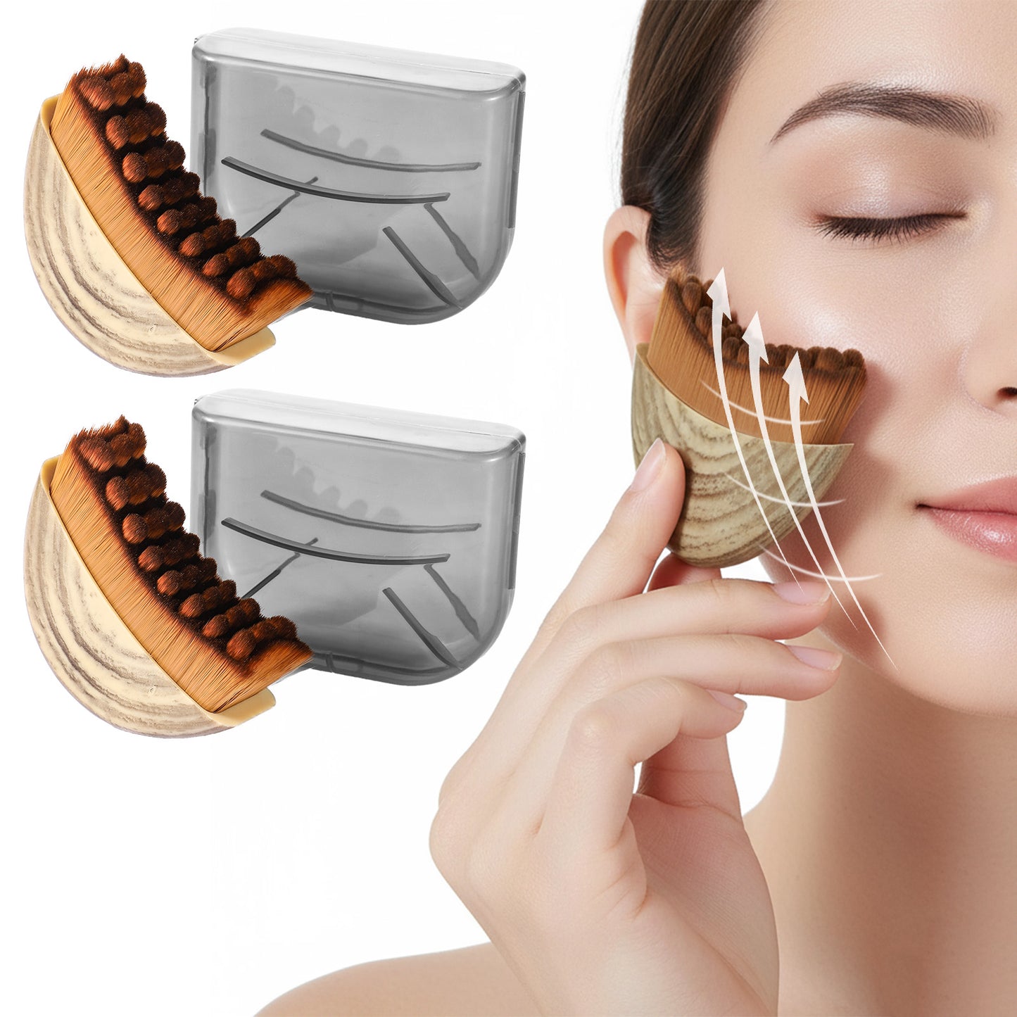 2Pcs Contour Face Brush Dry Brushing Face Brush Facial Gua Sha Brushes Facial Massager Skin Care Tools Lymphatic Drainage Massager for Faces Chin Jawline Sculpting